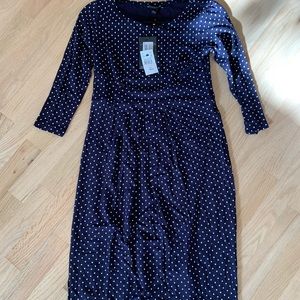 Isabella and Oliver Maternity Navy Polka dot dress